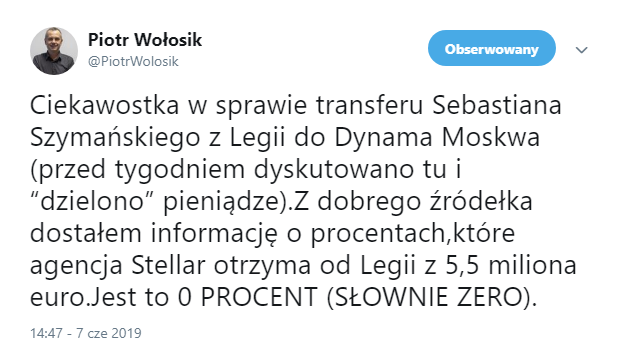 TYLE agencja Stellar DOSTANIE z wartego 5,5 mln euro transferu Szymańskiego xD